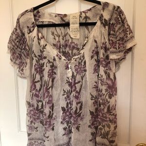 FP ONE boho floral shirt, distressed